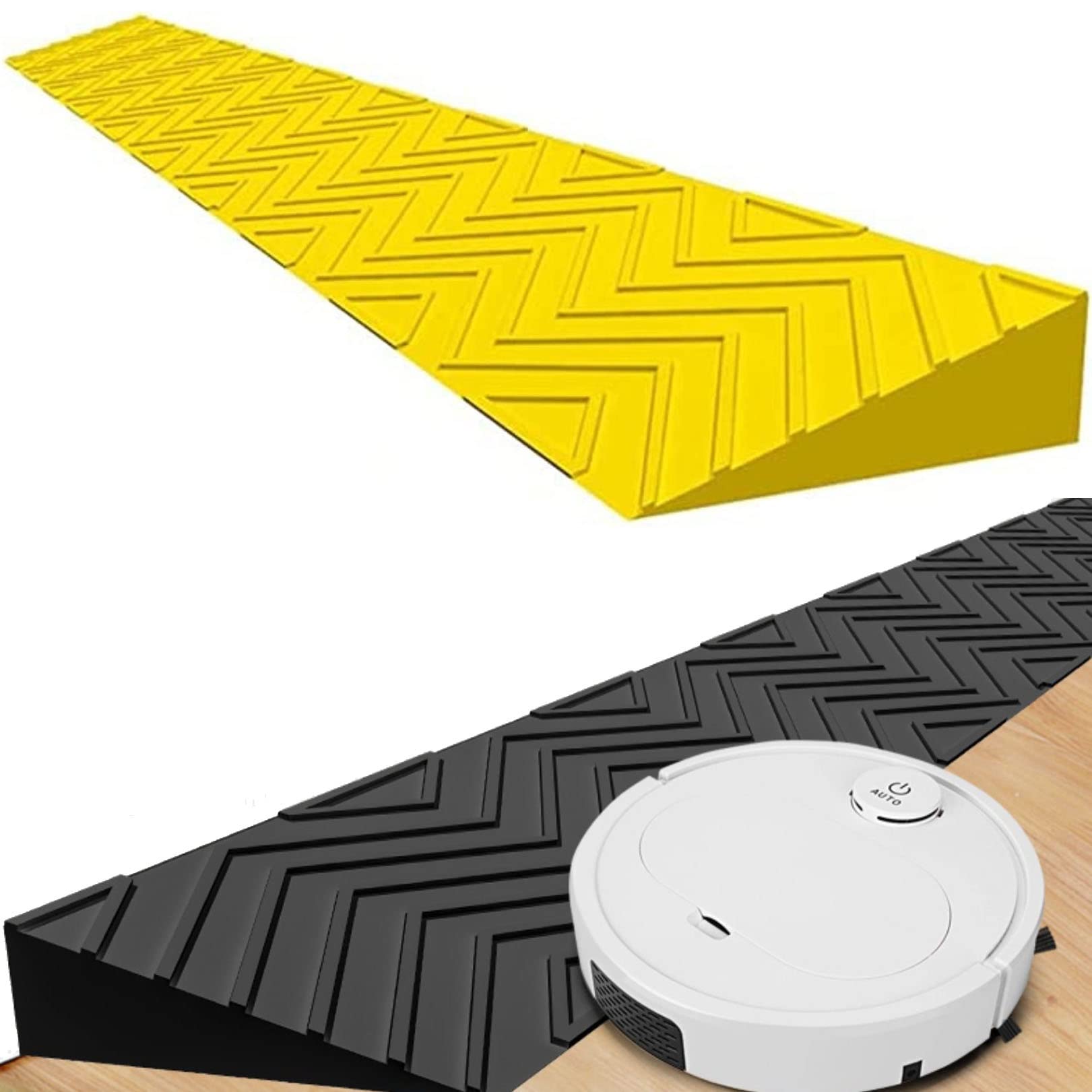 Driveway Kerb Ramp, Threshold Ramp for Doorways Rubber Non-Slip Multicolor Multiple Sizes(Yellow,100 * 10 * 4CM)