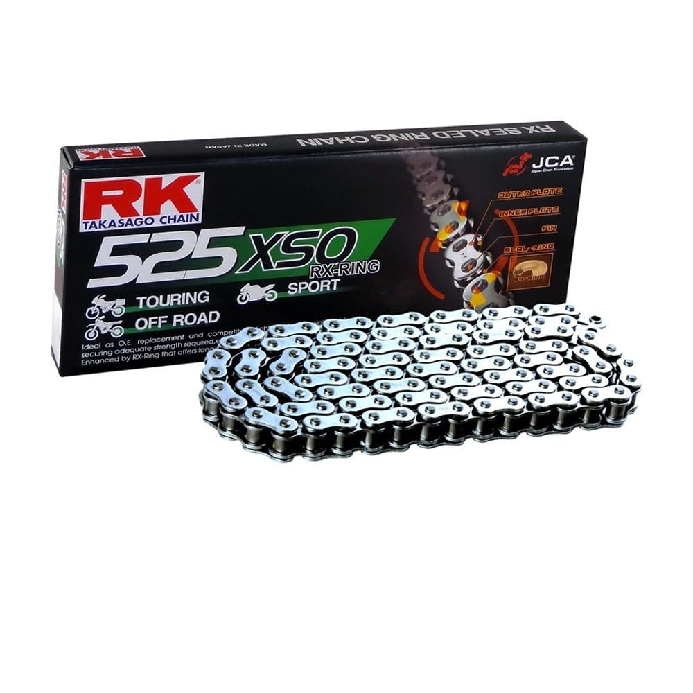 Motorrad Kette RX Ring RK 525XSO mit 100 Rollen und Hohlnietschloss, offen