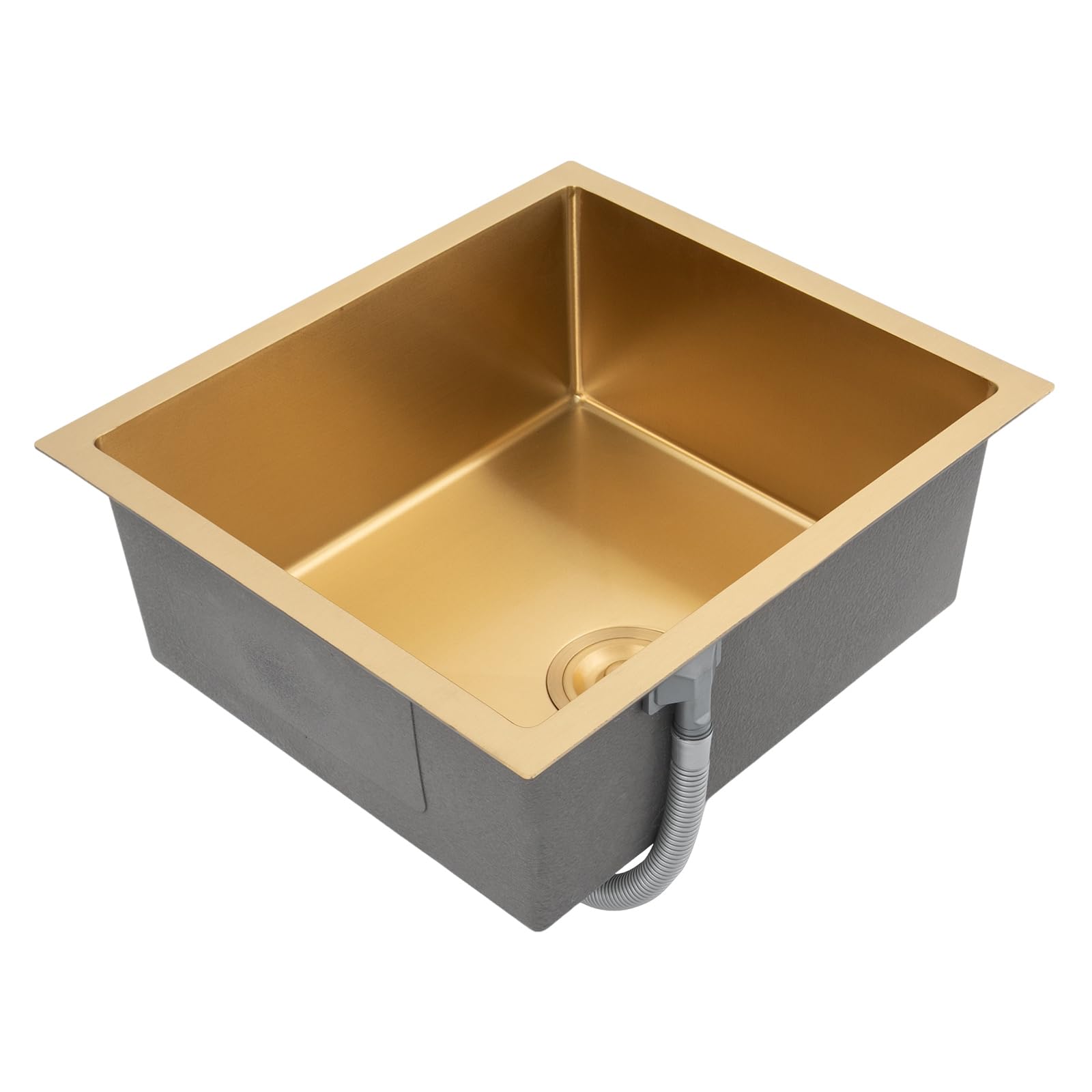 Évier de cuisine doré 50 x 45 cm, 1 bac avec revêtement par condensation, en acier inoxydable, profondeur 20 cm, évier de cuisine