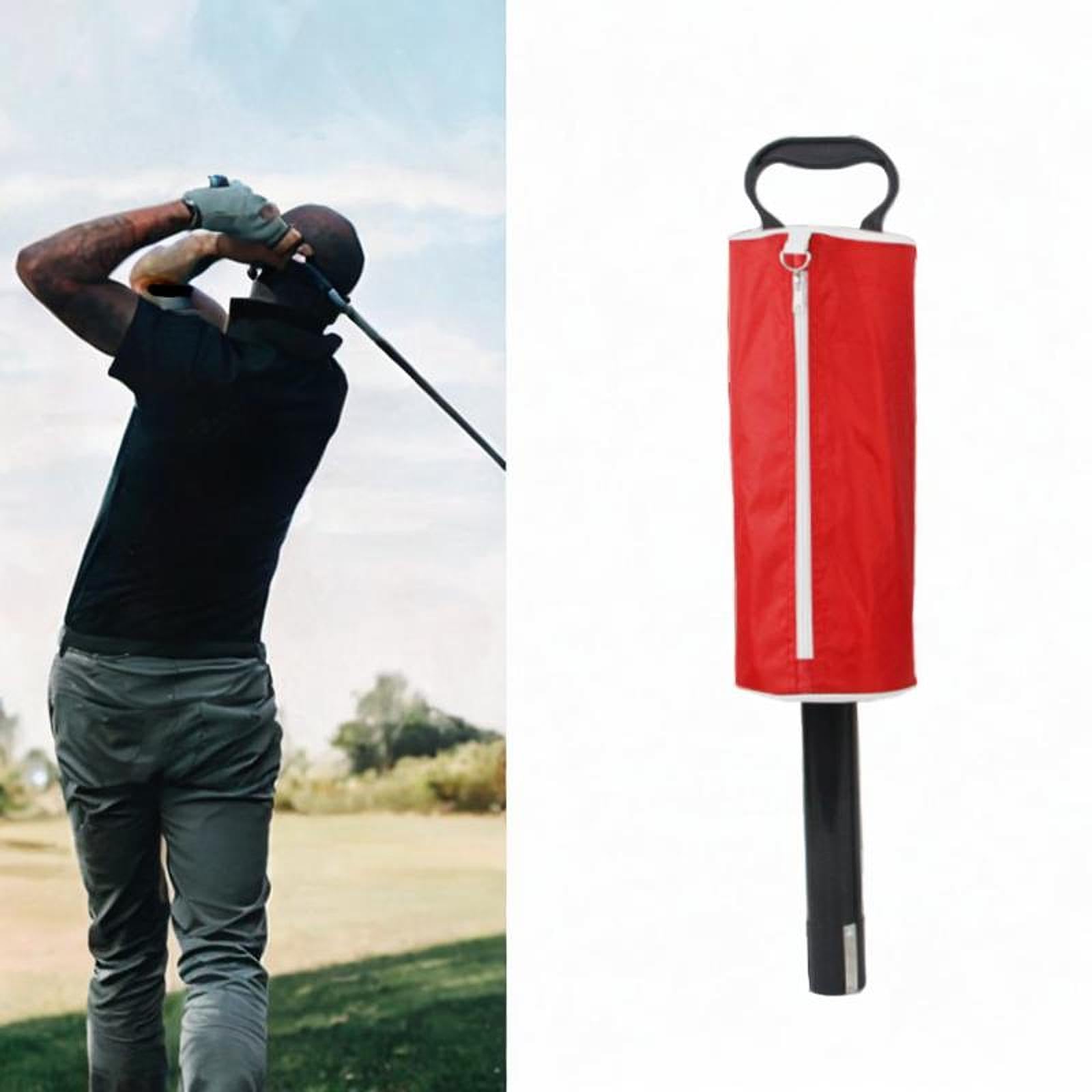 Sacchetto Raccogli Palline da Golf con Tubo Rimovibile, può Contenere Fino a 70 Palline, Strumento di Raccolta Portatile, Accessori per Il Golf, Allen, Rosso