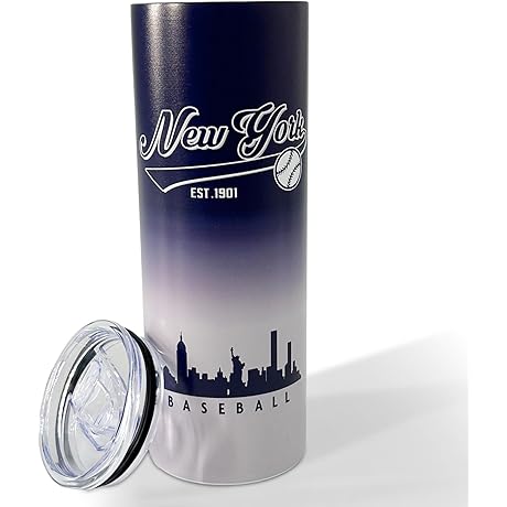 NY Yankees Tumbler: 20 oz Insulated Stainless Steel Travel Coffee Mug