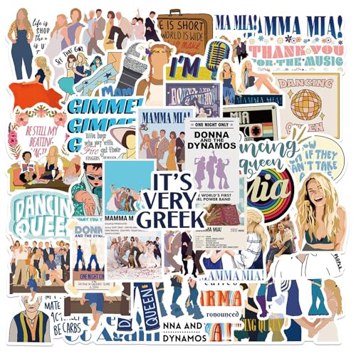 American Stage Show Mamma Mia Stickers 50pcs Cool Water Bottle Laptops Motorcycle Bicycle Skateboard Luggage Decal Graffiti Patches for Teens Adult