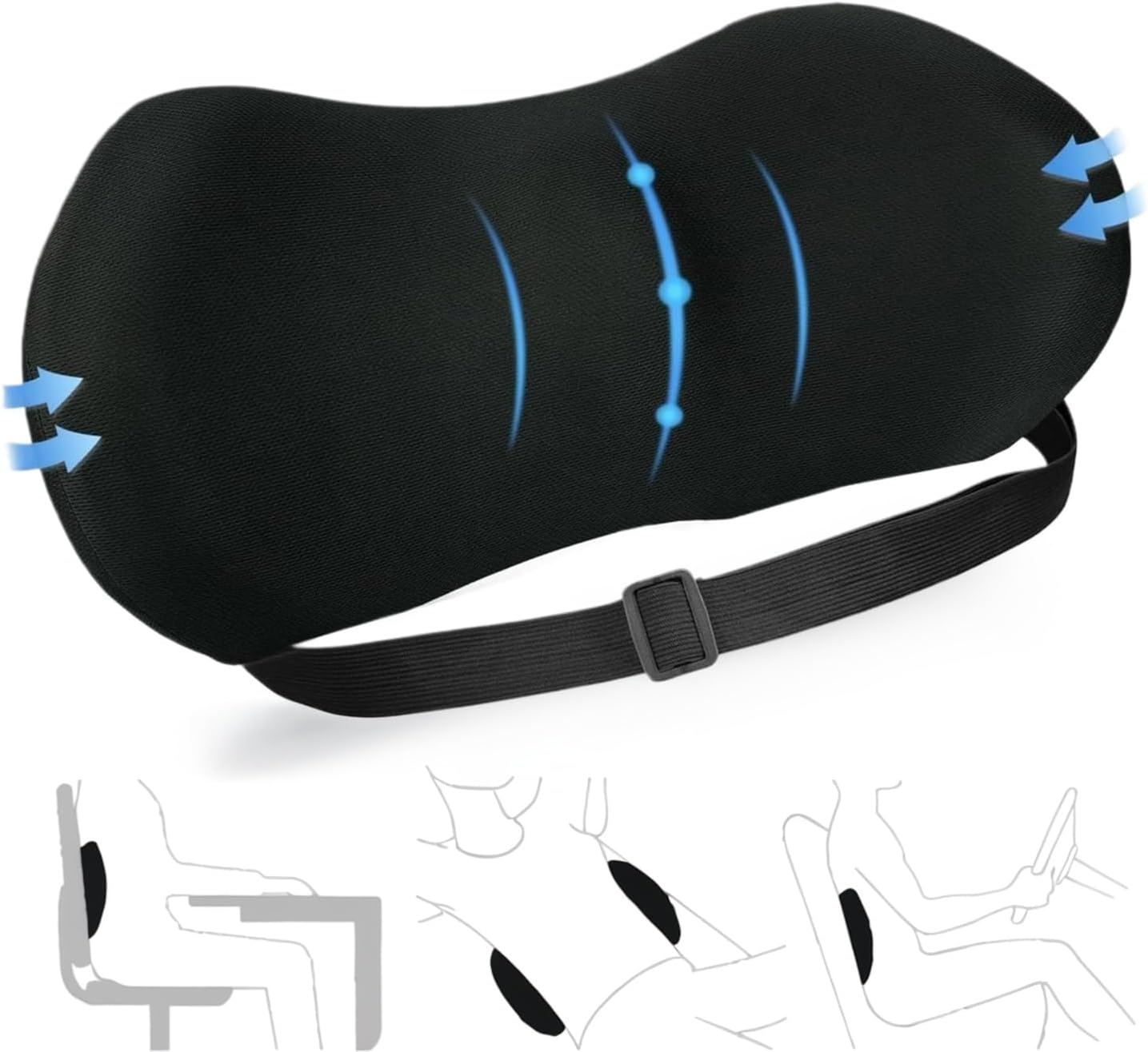 Lumbar Pillow,Lumbar Support Pillow for Car and Office Chair,Memory Foam Back Support Pillow for Lower Back Pain Relief,Adjustable Back Pillow for Bed,Rest,Sleeping,Travel - Amazon product rated Grade C