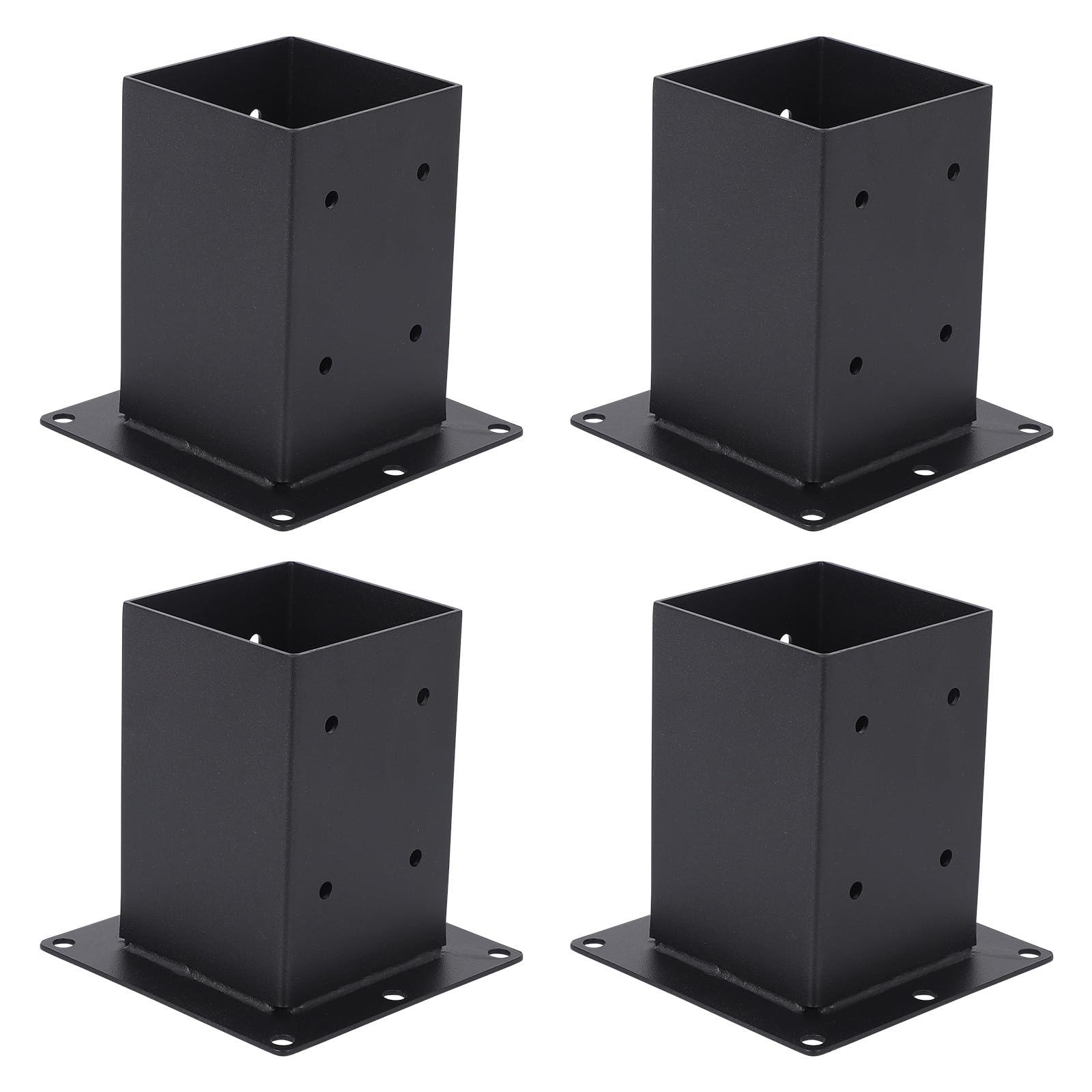 Garveelife Quadrilateral 4*4 4Pcs Heavy Duty Bolt Down Post Support Shoes (4 Pcs), 4X4 / 100X100mm Timber Post Base With Fixings, Powder Coated Steel Anchors For Pergola & Decking