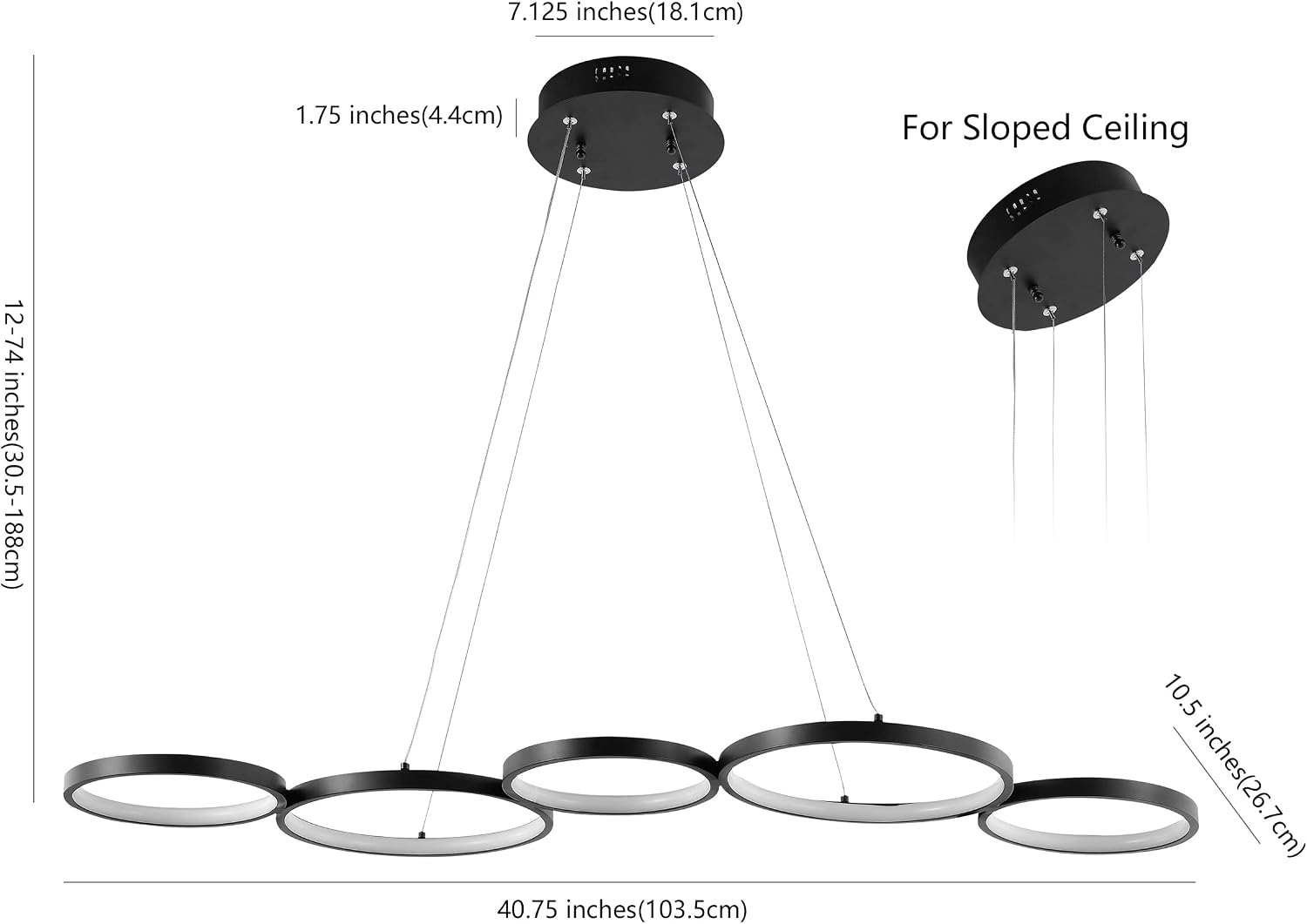 JONATHAN Y 40.75" Black 5-Light Iron Linear Integrated LED Pendant, Modern Minimalist Wagon Wheel Chandelier for Kitchen Island Dining Room, Adjustable Height, ETL Listed JYL7101A