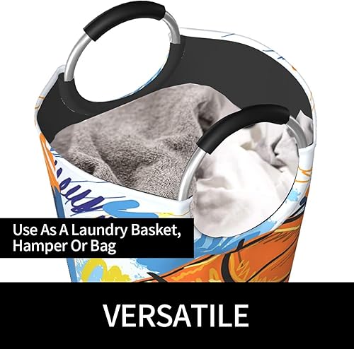 Miniatura 6 de Cesta de lavandería con asas, plegable, duradera, para almacenamiento de ropa sucia, organizador de lavandería, acuarela, graffiti, baloncesto