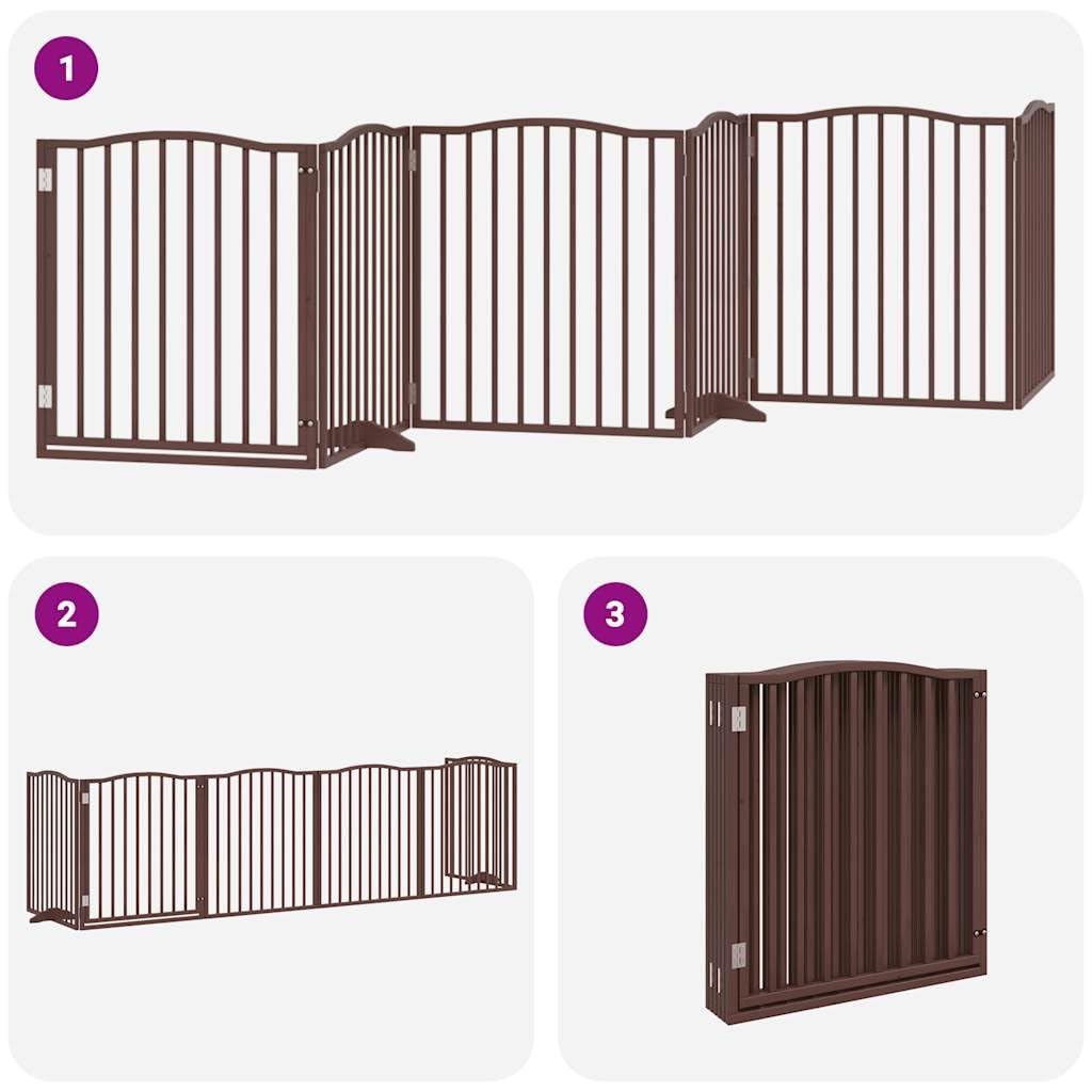 Homgoday Barrera para Perros,Barrera de Seguridad para Perros Mascotas,Puerta Seguridad Perros Puerta de Perros Plegable 6 Paneles Madera álamo marrón 480 cm