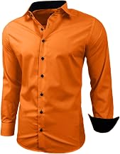 Baxboy Men's Shirt, Slim Fit, Easy to Iron, for Suits, Business, Wedding, Leisure, Long Sleeves, for Men, R-44