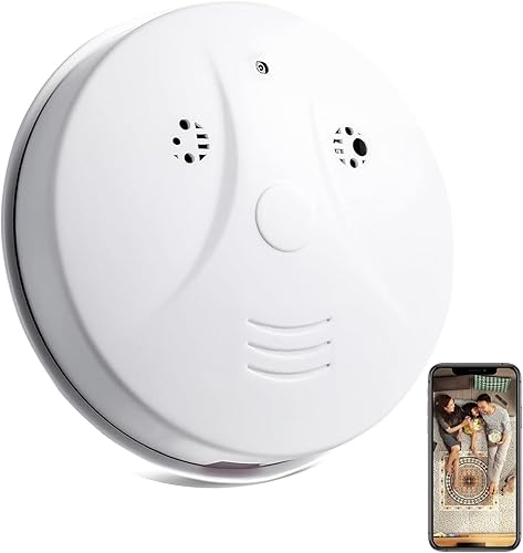 Cámara de seguridad, detector de humo, cámara oculta 1080P WiFi Cámara interior con visión nocturna, detección de movimiento en tiempo real para