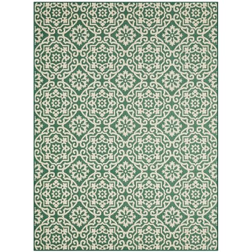 Nicole Miller New York Patio Country Julia Transitional Geometric Indoor/Outdoor Area Rug, Green/Beige, 5'2