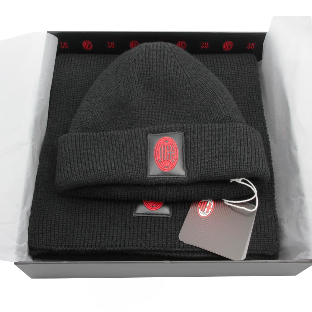 SET SCIARPA E CAPPELLO CON RICAMO IN BOX 47% PC 31% PL 22% NY MILAN 143555 NERO
