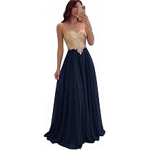 MisShow Womens Lace Applique Prom Dresses with Diamond Sheer Neck Long Chiffon Formal Evening Gowns