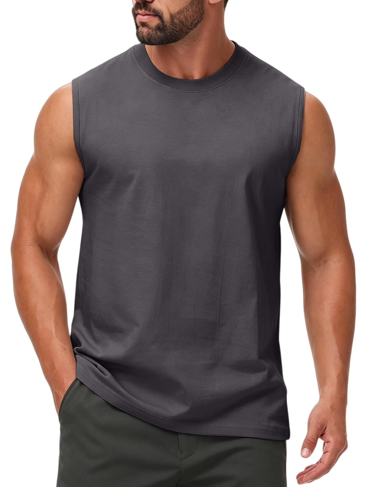 HOTIAN Tank Top Herren 100% Baumwolle Ärmelloses Shirt Fitness Achselshirt Sport Funktionsunterhemd Muskelshirts Sommer Outdoor Funktionsshirt