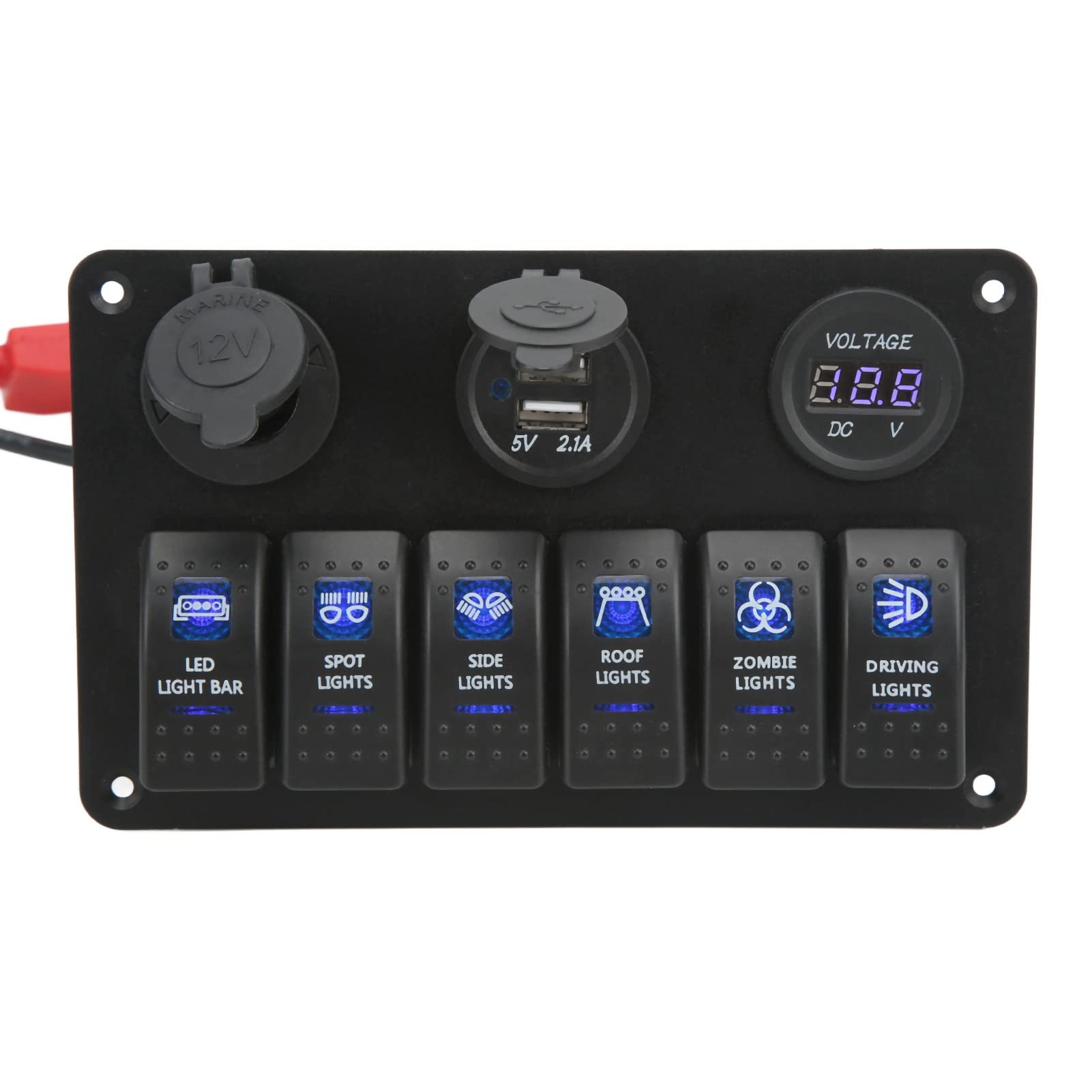 Generic Panel Przełączników Kołyskowych 12 V 24 V 6 Gang z Podwójnym USB i Wyświetlaczem Woltomierza do Ciężarówki RV SUV Marine Wodoodporna Konstrukcja
