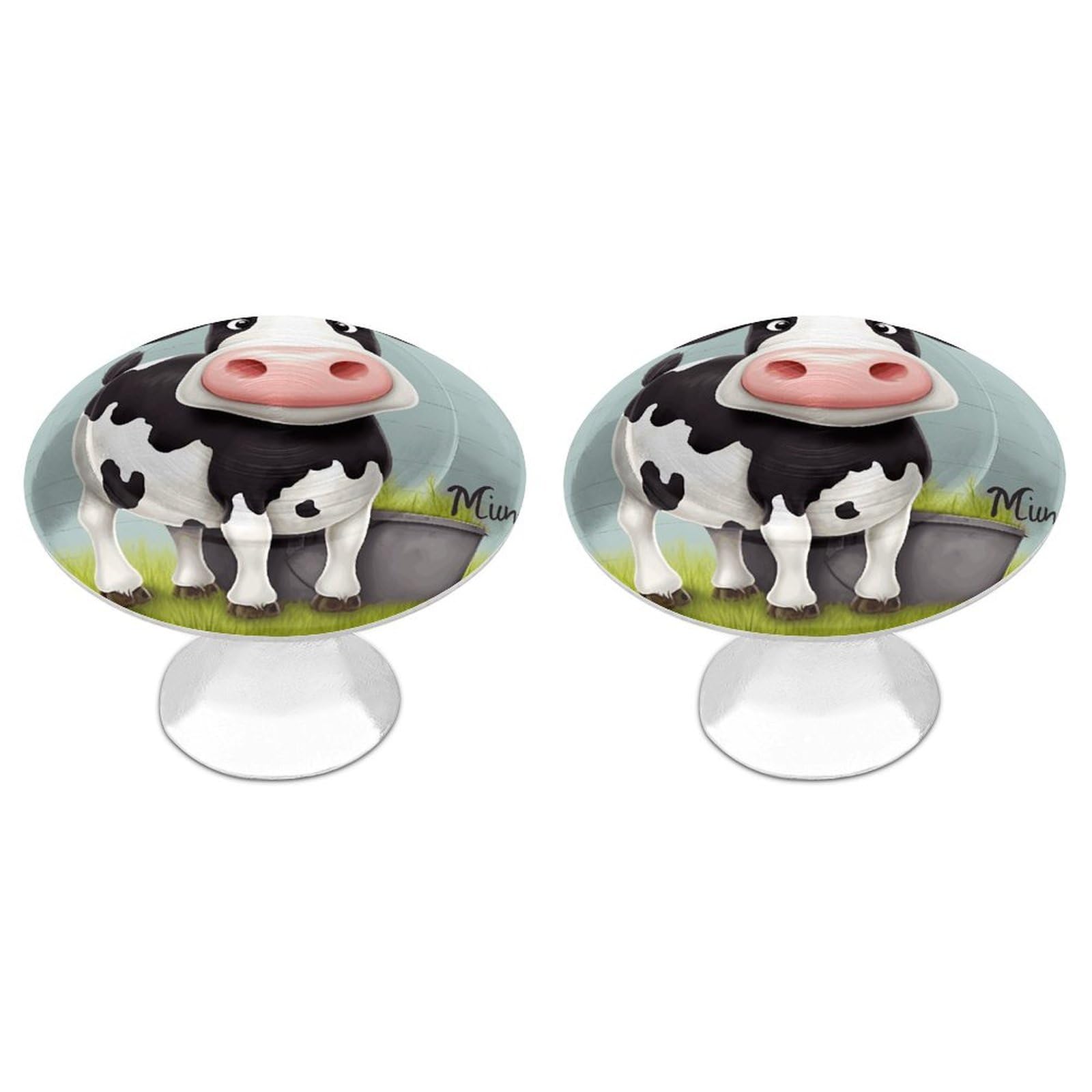 Vstadank Style Cute Cow Drawer Knob Round Dresser Sturdy Drawer Pulls With Mounting Screws Kitchen Stainless Steel Modern Decorative Handles For Cupboard Closet Bathroom