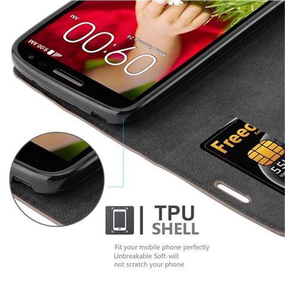 Custodia Libro Portafoglio Cadorabo Per LG G2 Mini – Pelle Sintetica Blu Scuro/Marrone, Con Slot Per Carte E Chiusura Magnetica