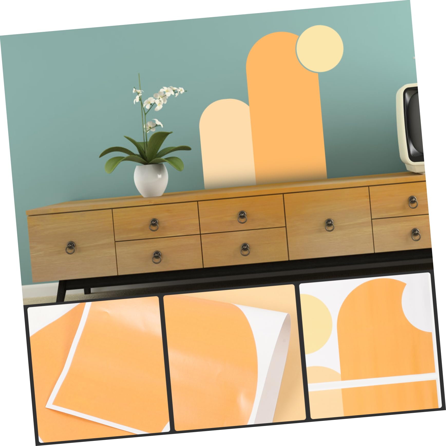 HOMSFOU 3sets Decalcomania Da Parete Geometrica Adesivo Murale Rimuovibile Per Decorazione Di Cucina Soggiorno e Camera Da Letto Design Nordic Art Per Ambienti Versatili
