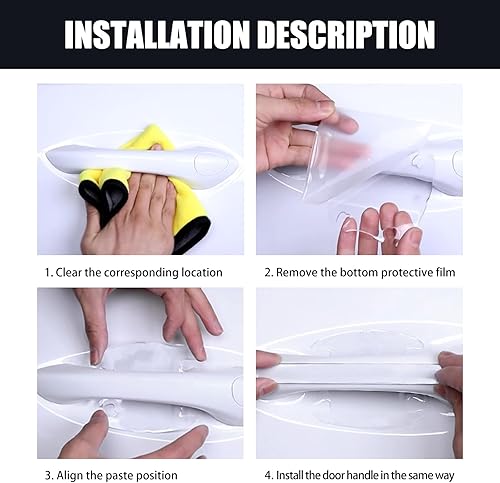 Miniatura 8 de Combinación de 8 calcomanías para manija de puerta de automóvil, pegamento epoxi invisible, película protectora de pintura antiarañazos, tira gruesa