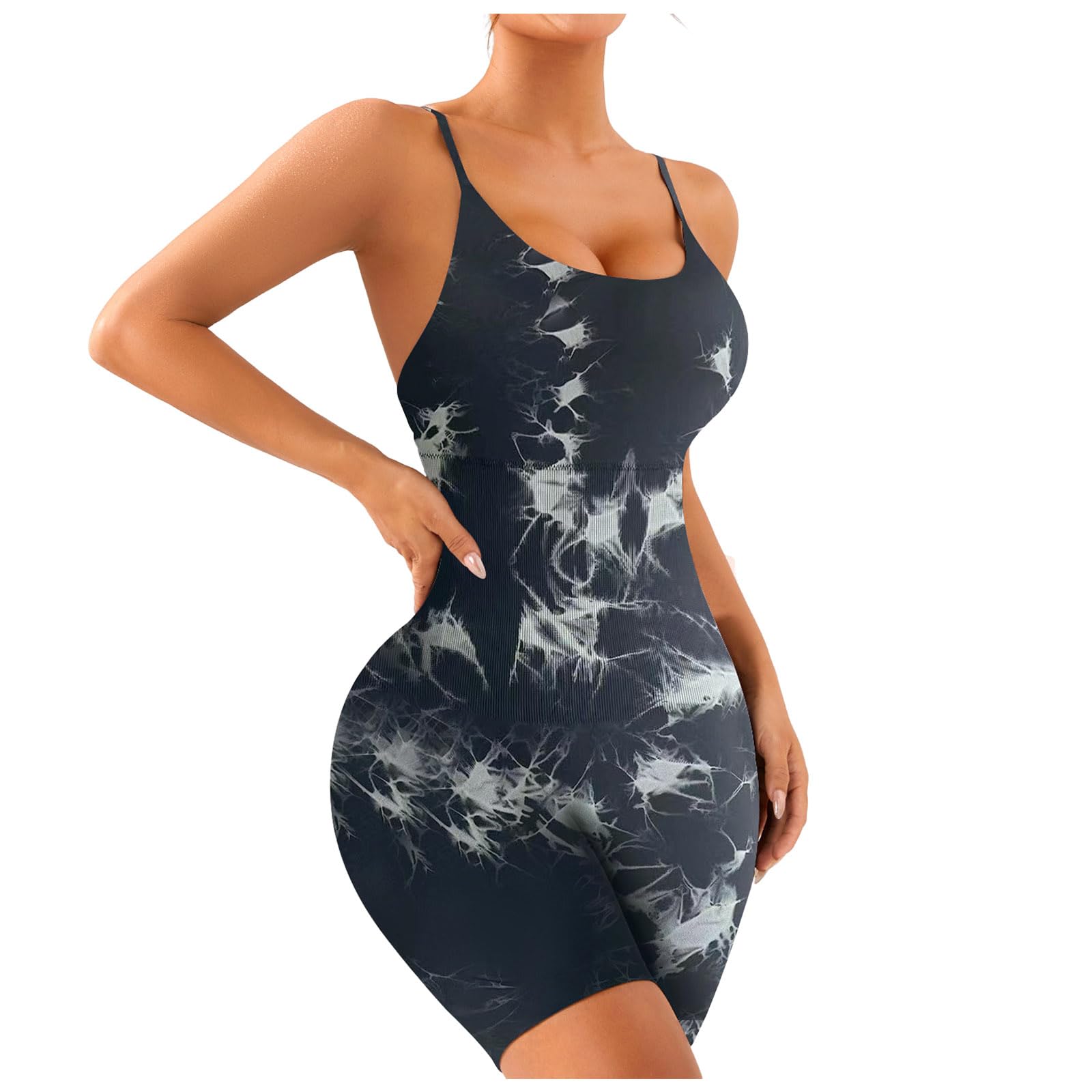 Mono Deportivo de Una Pieza para Mujer con Escote en U Sin Mangas Control de Abdomen y Espalda Descubierta Body de Gimnasio para Yoga Pilates De Una Pieza Ropa Deportiva Ajustada