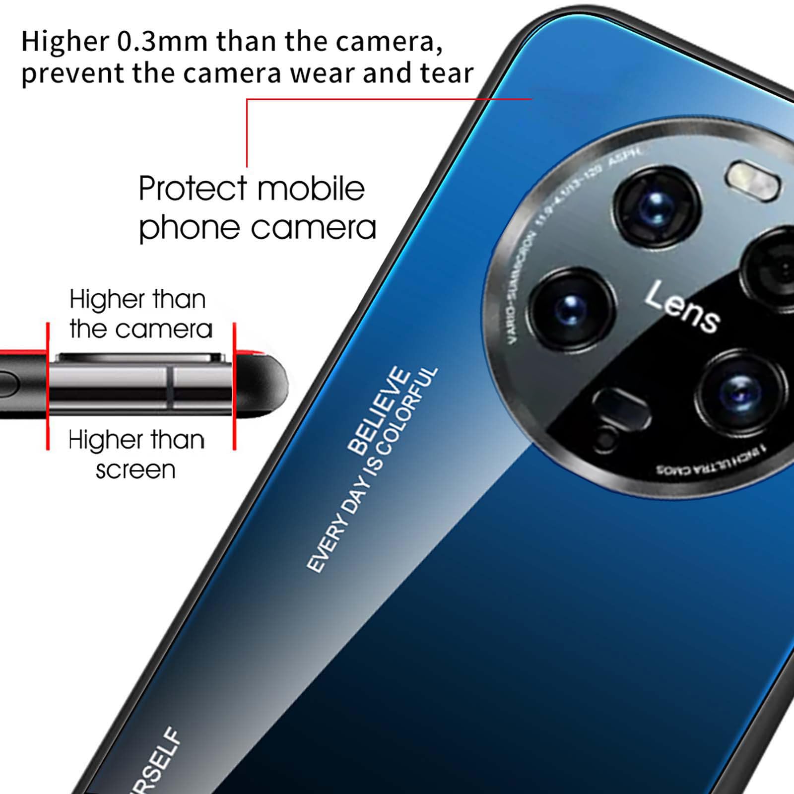 WBWONE Cover per Xiaomi Mi 13 Ultra, Slim Colori Sfumato Custodia Posteriore in Vetro Temperato 9H, Bordo in TPU Bumper in Silicone Protettiva Case - 1