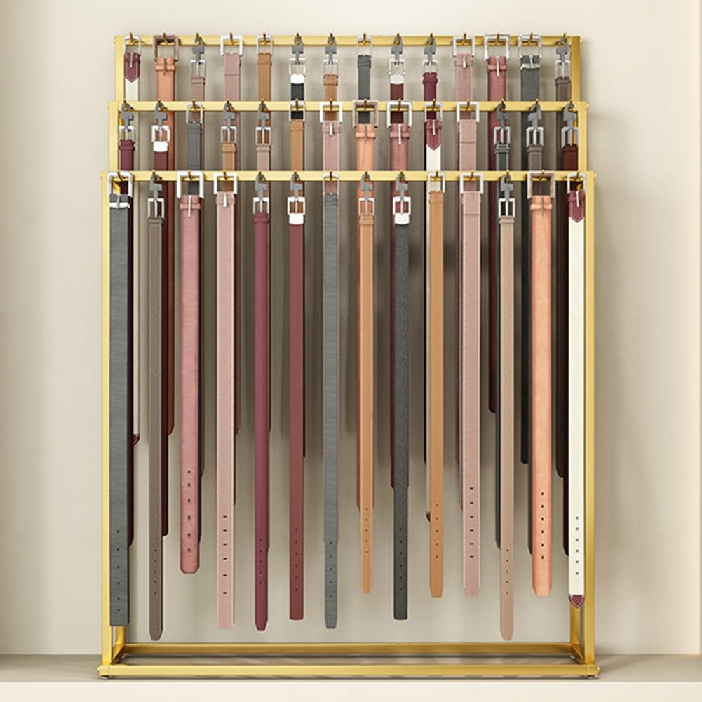 Perchero de metal para corbatas y bufandas, exhibición de cinturón y monedero para tiendas de ropa y dormitorios, solución de almacenamiento que ahorra espacio (23.6 x 15.7 x 59 pulgadas)