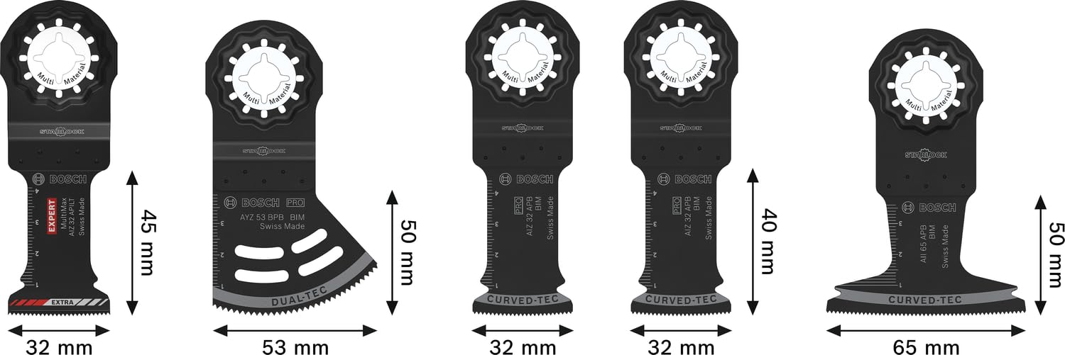 Bosch 5x Elektriker und Trockenbauer Set, 5-tlg. (für Holz mit Nägeln, Faserkunststoffe GFK, CFK, 200 x 120 mm, Professional Zubehör Multifunktionswerkzeug)