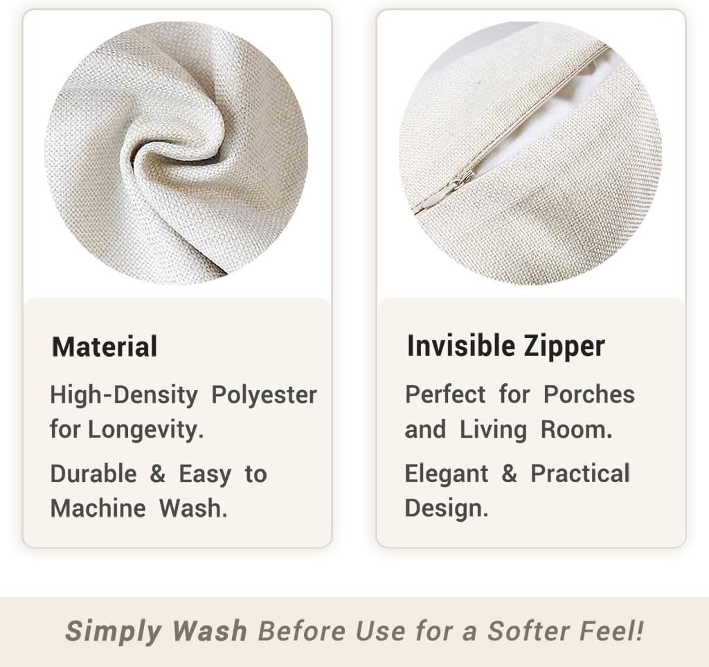 PANDICORN Floral Throw Pillow Covers 18x18 Inch Set of 2 Vintage Blue and White Pattern Flower Boho Outdoor Spring Farmhouse Decorations Decorative Cushion Cases for Home Living Room Couch Decor - Image 3