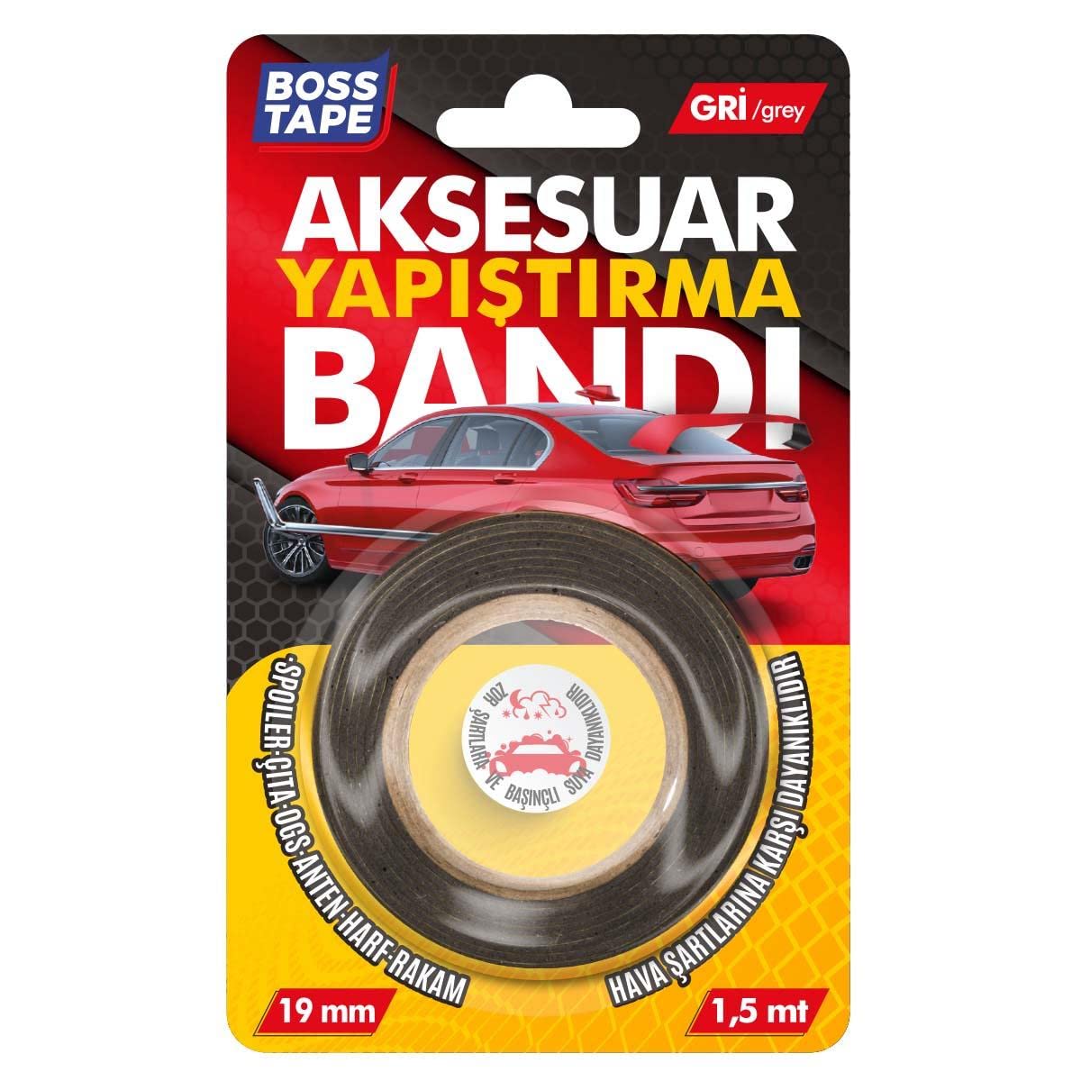 Boss Tape Araba Aksesuar Bandi, 1,5 Metre Uzunluk x 19 mm Kalinlik