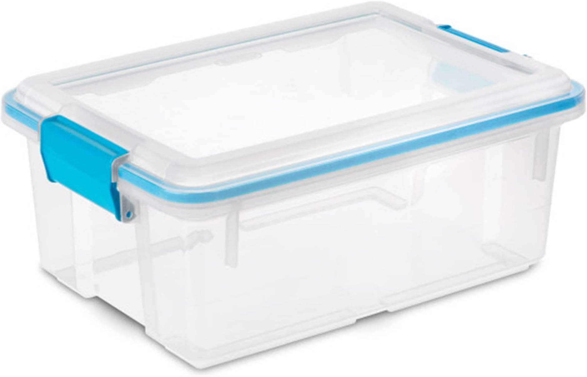 Sterilite 12 Qt Gasket Box, Stackable Storage Bin with Latching Lid and Tight Seal, Plastic Container to Organize Basement, Clear Base and Lid, 1-Pack
