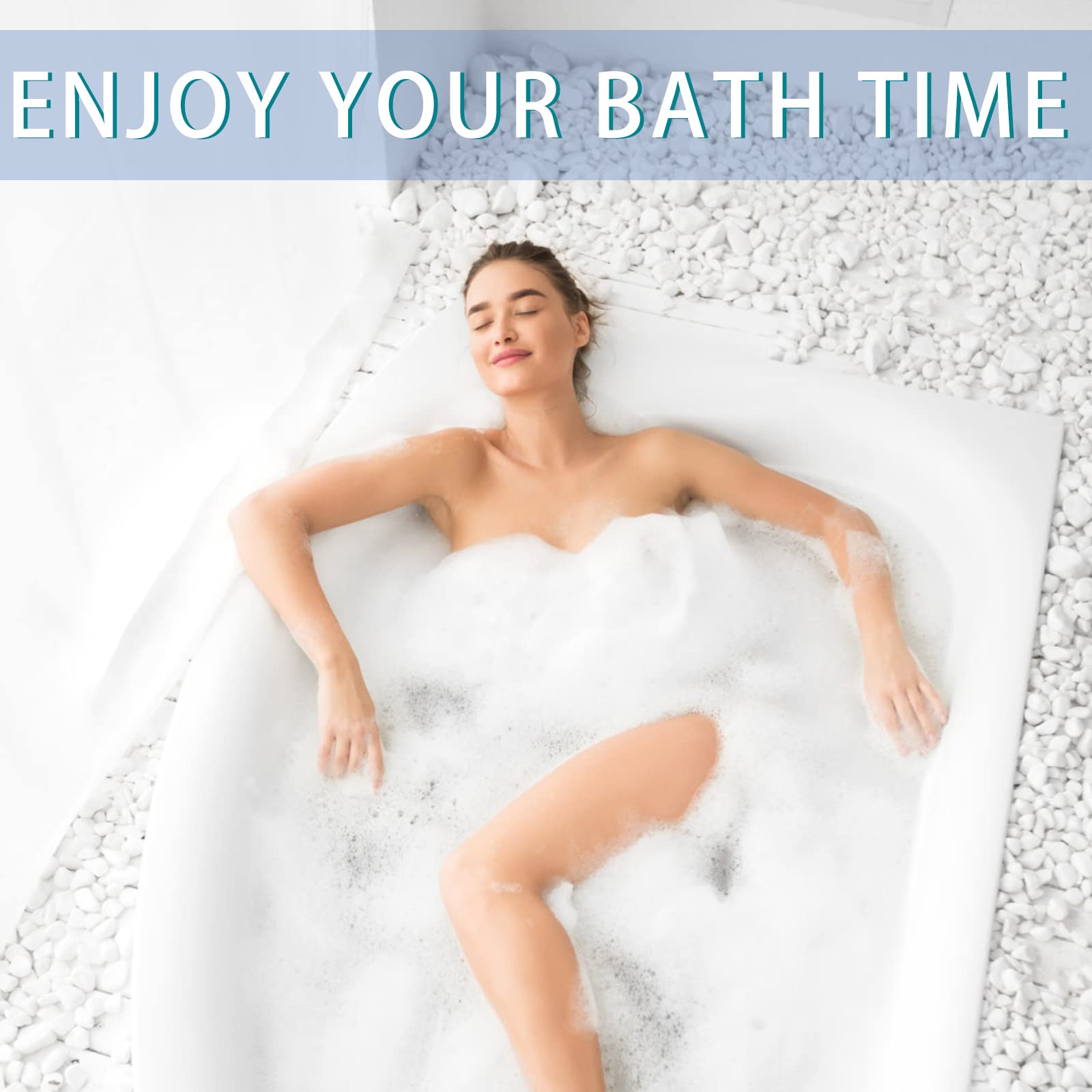 Tappetino Antiscivolo per Vasca da Bagno e Doccia,100 x 40cm Extra Lungo con Ventose Bath Mat Universale per Bagno, in PVC,Antibatterico,Resistente alla Muffa (Bianco)