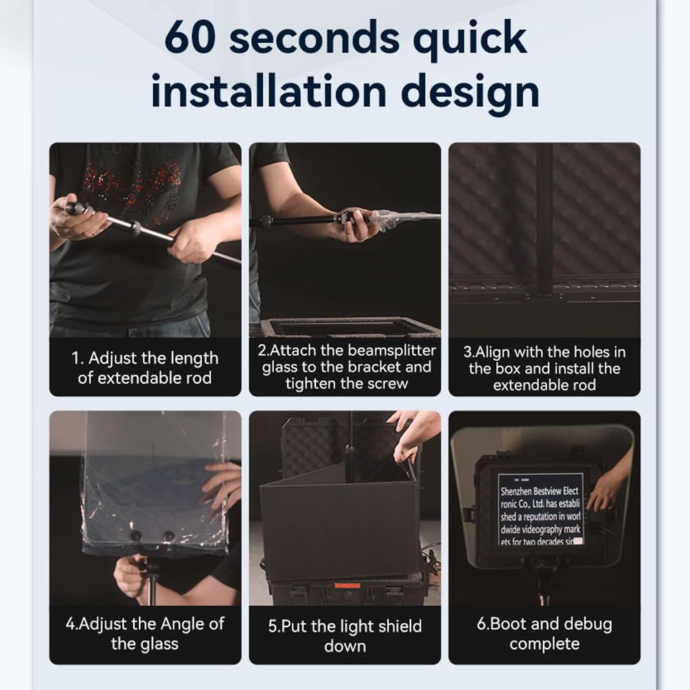 Jemora TP200 Tragbarer Teleprompter, 17-Zoll-Universal-Prompter mit HDMI/SDI-EIN- und Ausgangsunterstützung, App-Steuerung, kompatibel mit Smartphone/Tablet/mit Fernbedienung,