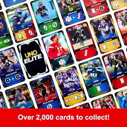 Mattel Games UNO Elite NFL Draft Pack Karten mit 4 Überraschungs-Sammelfolienkarten mit Teamspielern (Spieler können variieren) – Bild 5