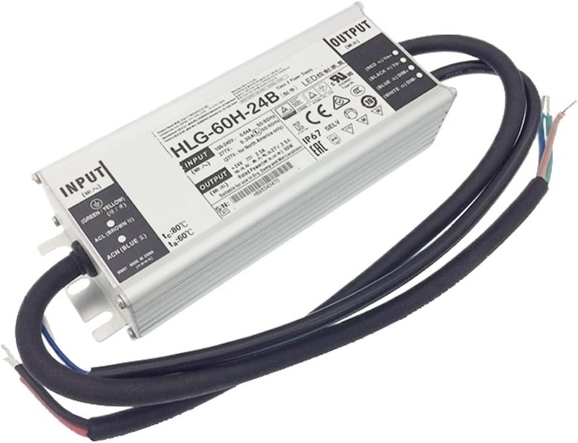 HLG-60H-24B 60W PFC Waterproof LED Power Supply for Street Lights