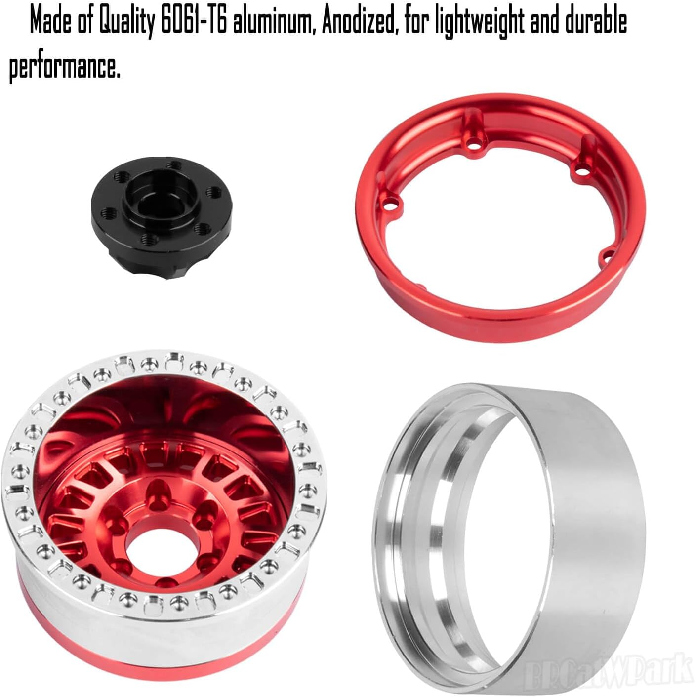 Aluminum 1.9 Beadlock Wheel Rims for 1/10 SCX10 SCX10 II 90046 SCX10 III AXI03007 SCX10 Pro TRX4 TRX6 Gen7/8 D90 VS4-10 MST CFX RC Crawler Car,4pcs RC 1.9 Beadlock Wheel Rims,Red