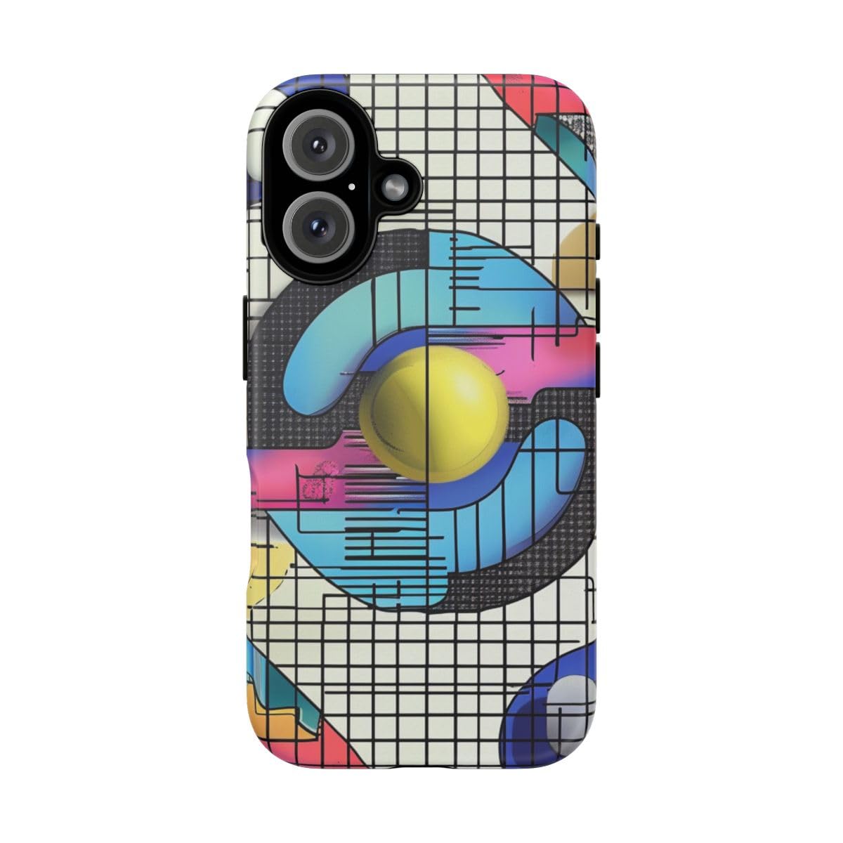 Coque iPhone 16 bleu géométrique parfait pour le bureau - 5