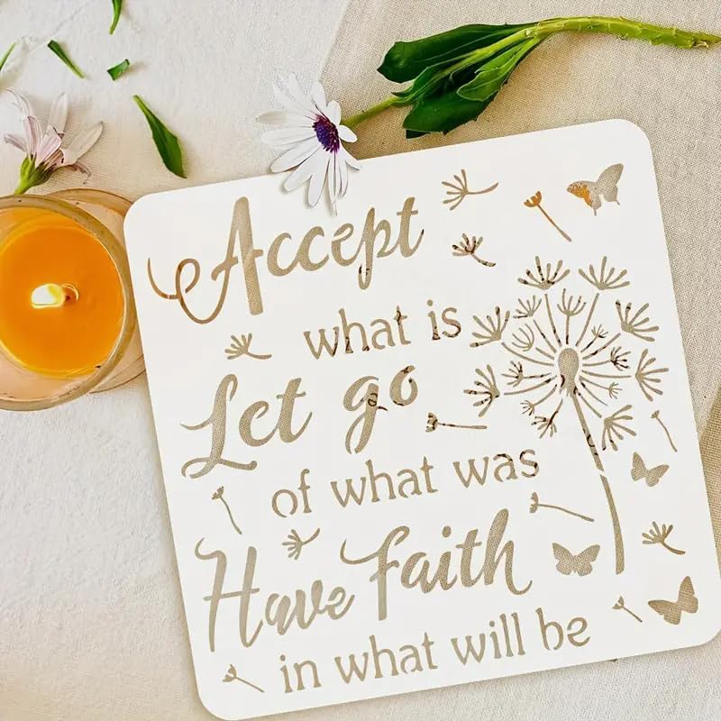 Inspirational Dandelion Slogan Wall Stencils Template Reusable Spray PaintStencils for Craft Painting On Wood Craft Canvas Walls Wood Furniture Decorations DIY Scrapbooking