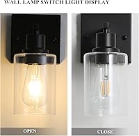 Vista 5 de EMONG Lámparas de Baño de Luz Única, Lámpara de Tocador Negra Mate con Pantalla de Vidrio, Iluminación Moderna de Apliques de Pared para Baño