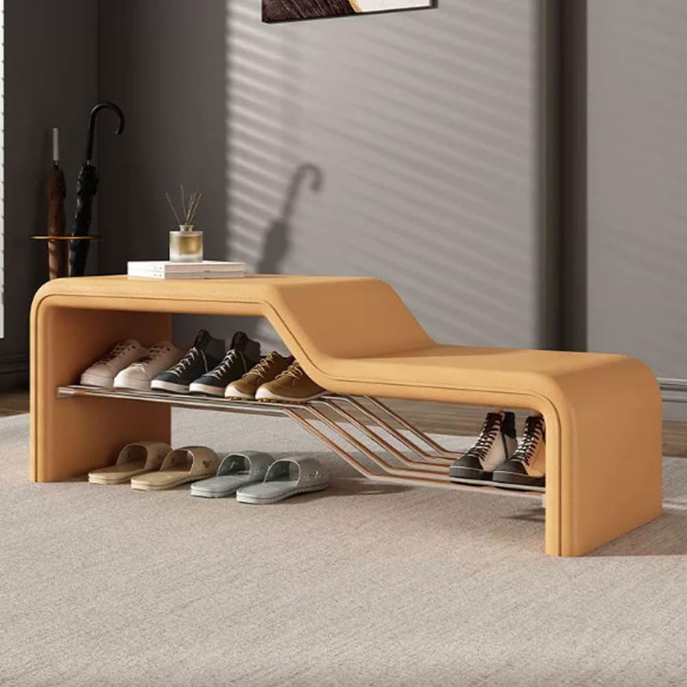 LWJSOCP Entryway Shoe Storage BenchShoe Rack Bench with Leather Padded2 Tier Shoes Rack StoolUpholstered Shoes Changing Stool for Hallway Living Room Bedroom PorchGray (ge)