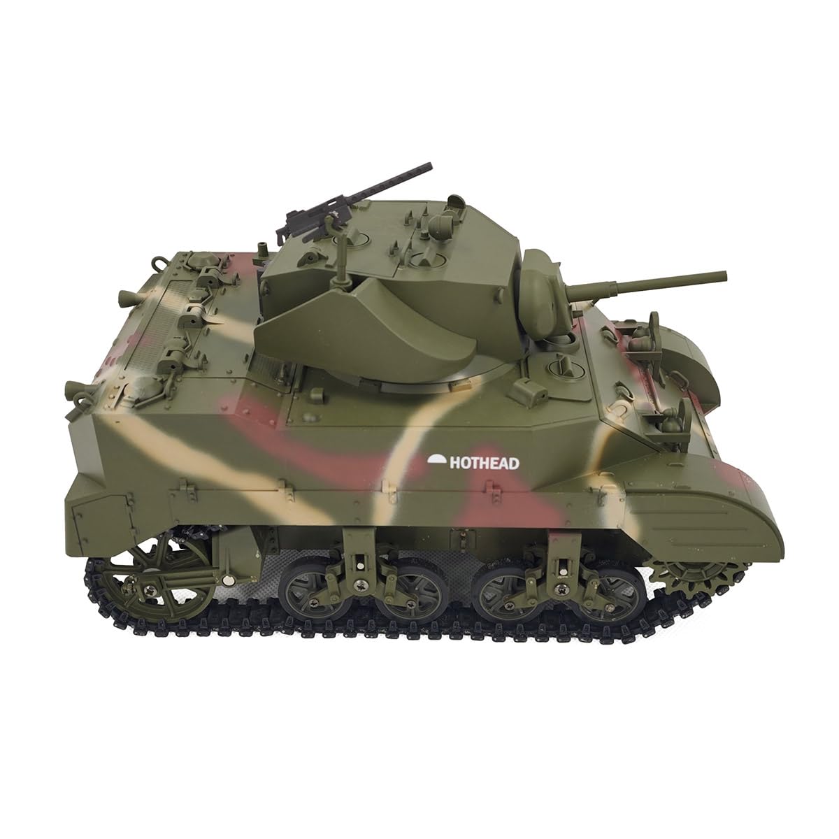 Czołgi RC dla dorosłych, skala 1/16 2,4 G US M5A1 Stuart lekki czołg model z dźwiękiem, efektami świetlnymi i teleskopowym układem wydechowym, zestawy modeli zdalnego sterowania 2,4 G (RTR)