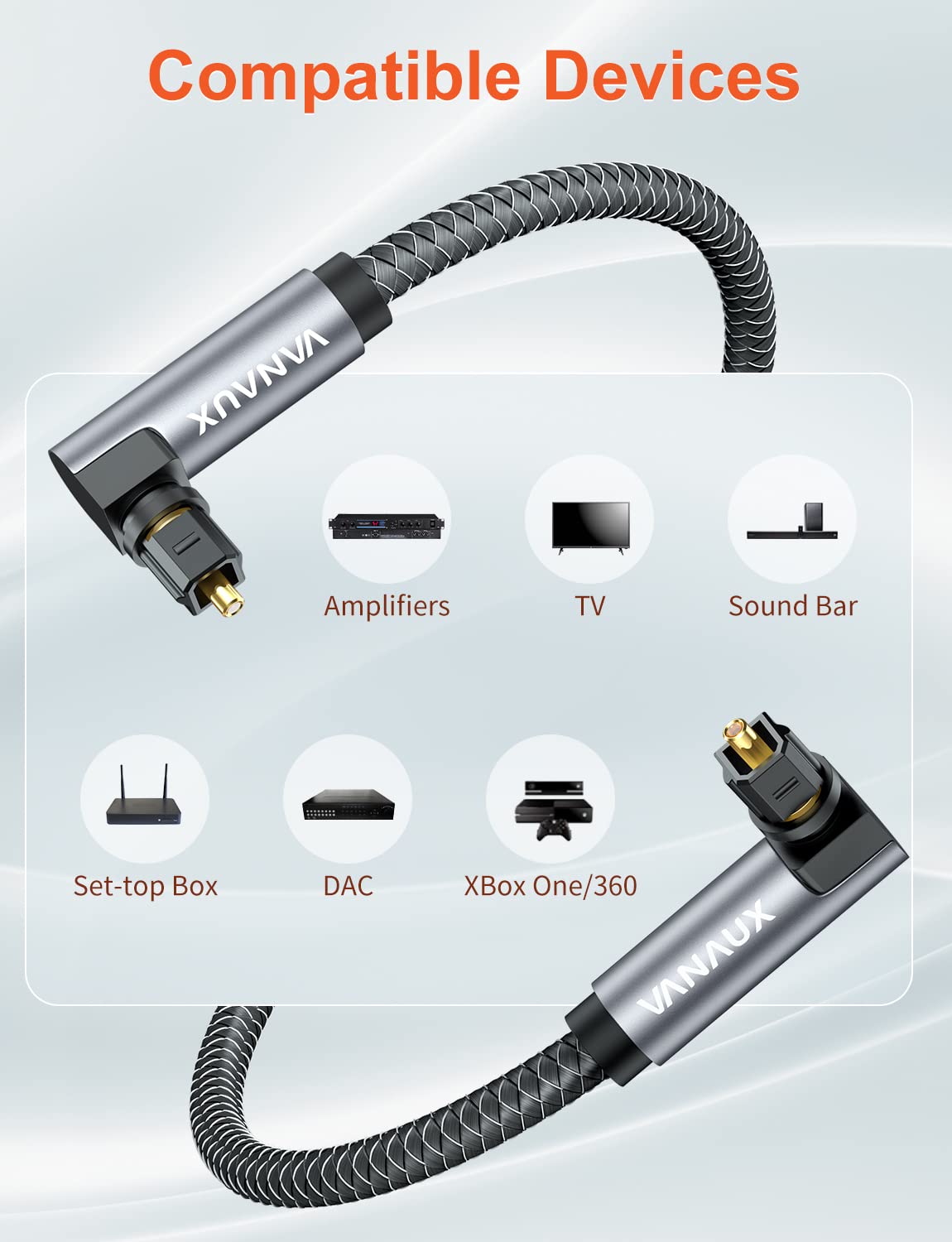 Soundbar With Subwoofer 6ft 90-Degree Optical Audio Cable