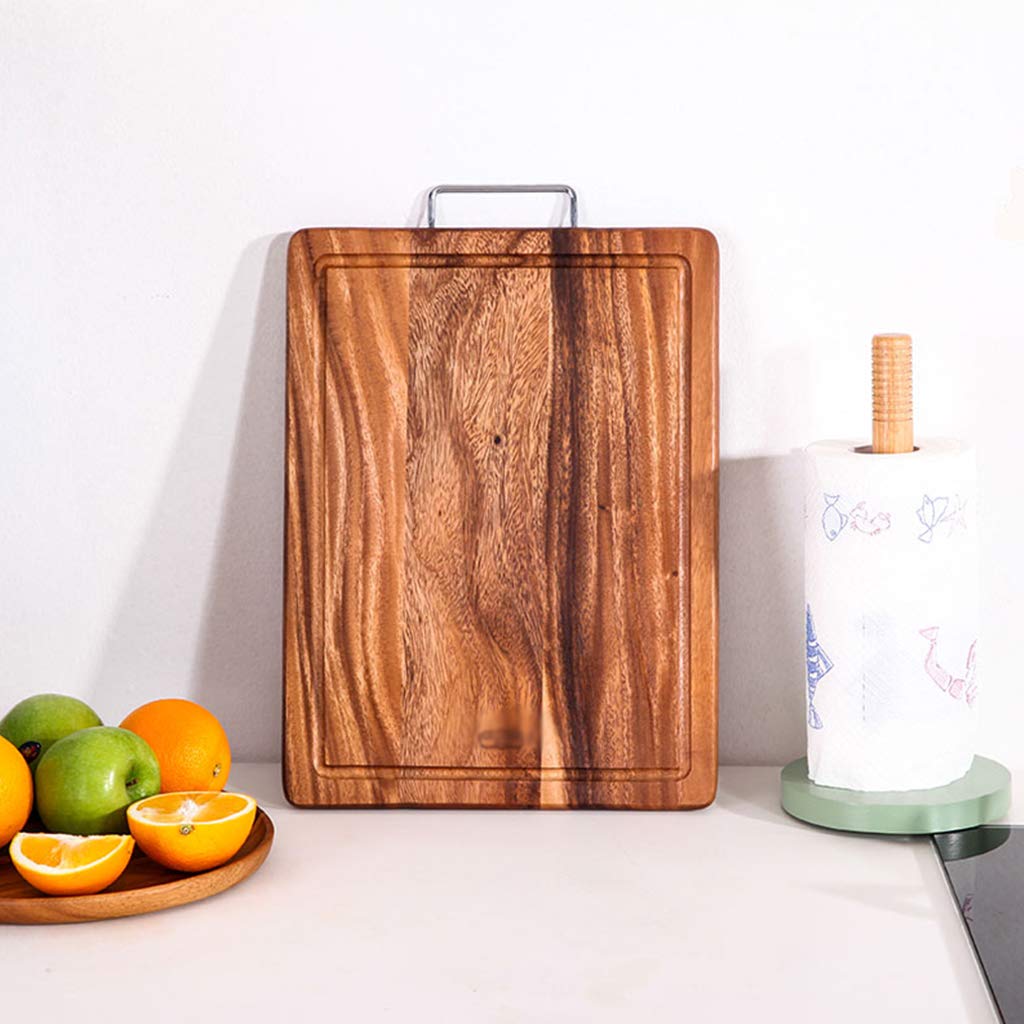 Tagliere Choing Board Tagliere in Legno per Cucina Tagliere Reversibile con Manico e scanalature per Il Succo Vassoio Choing 2 cm Carne addensata Verdura Pane Frutta, 34,5x49,5x2 cm