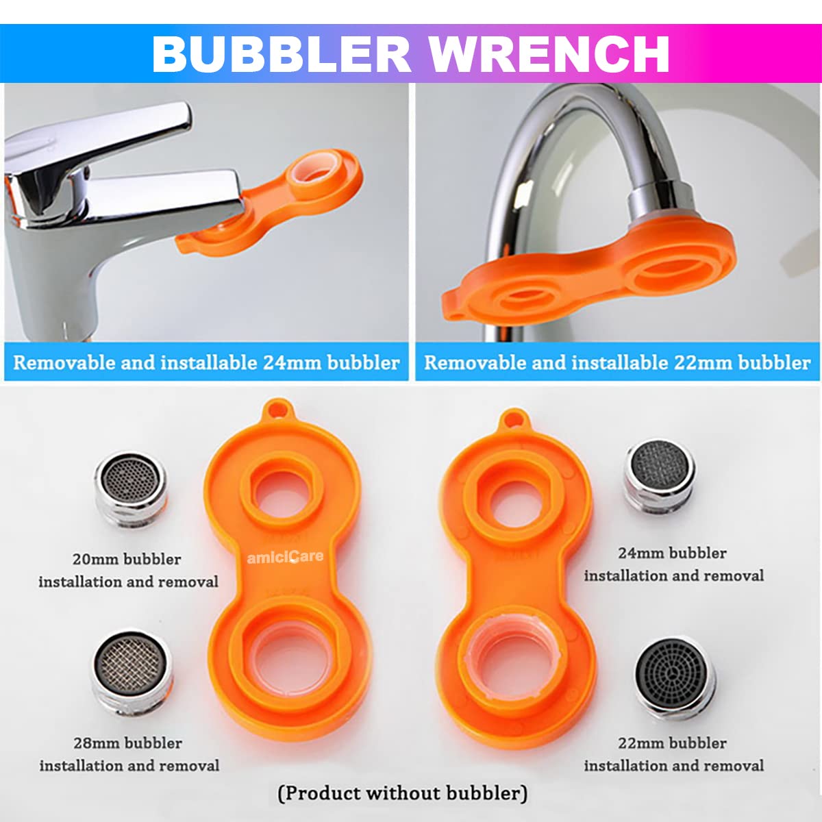 amiciCare Faucet Bubbler Removal Plastic Wrench - Lightweight and Durable Tool for Faucet Repair and Aerators Installation 1