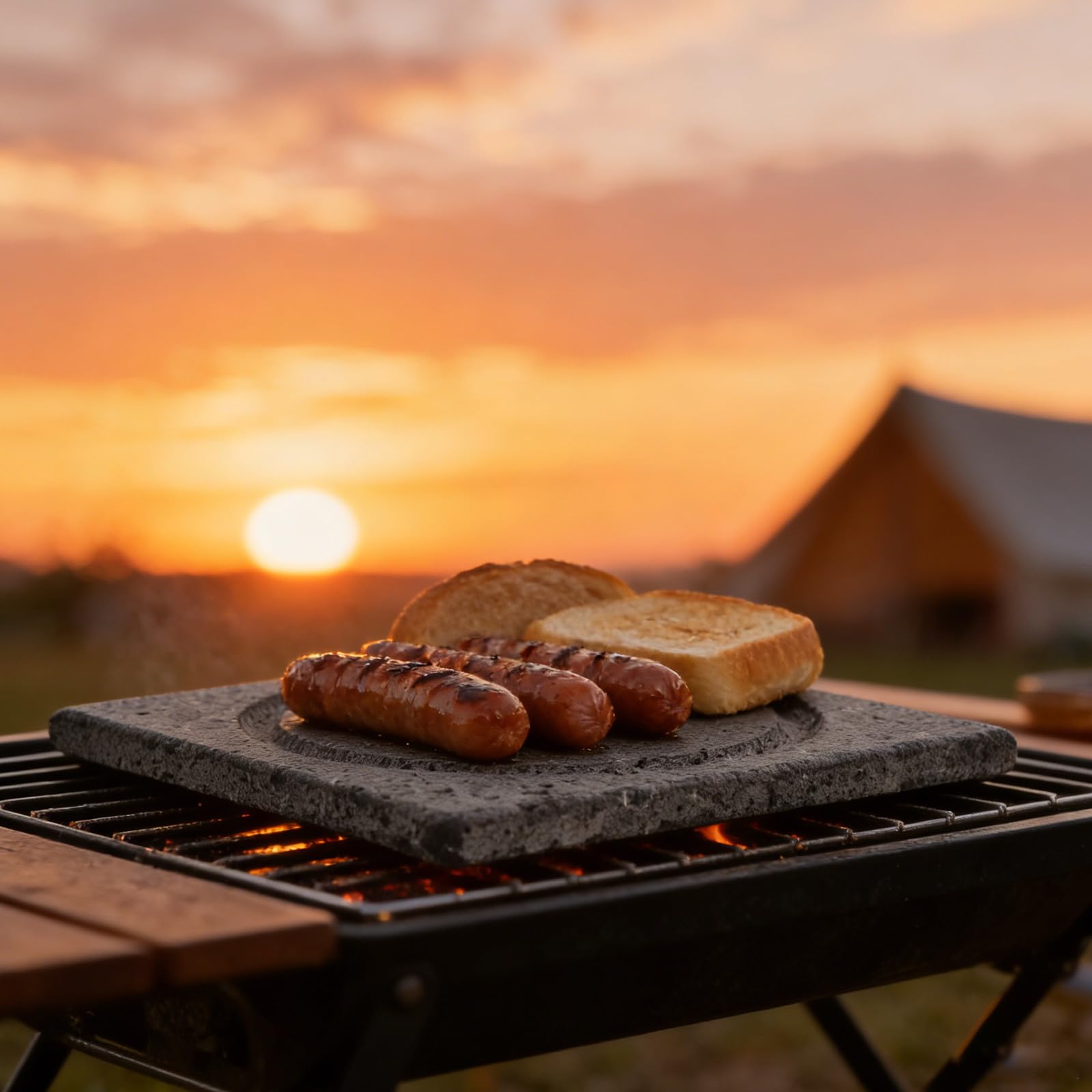 Piastra Grill in Pietra Vulcanica Coreana per Barbecue Esterno | Struttura in Roccia Lavica, Distribuzione Uniforme del Calore, Facile Pulizia, Gusto Naturale