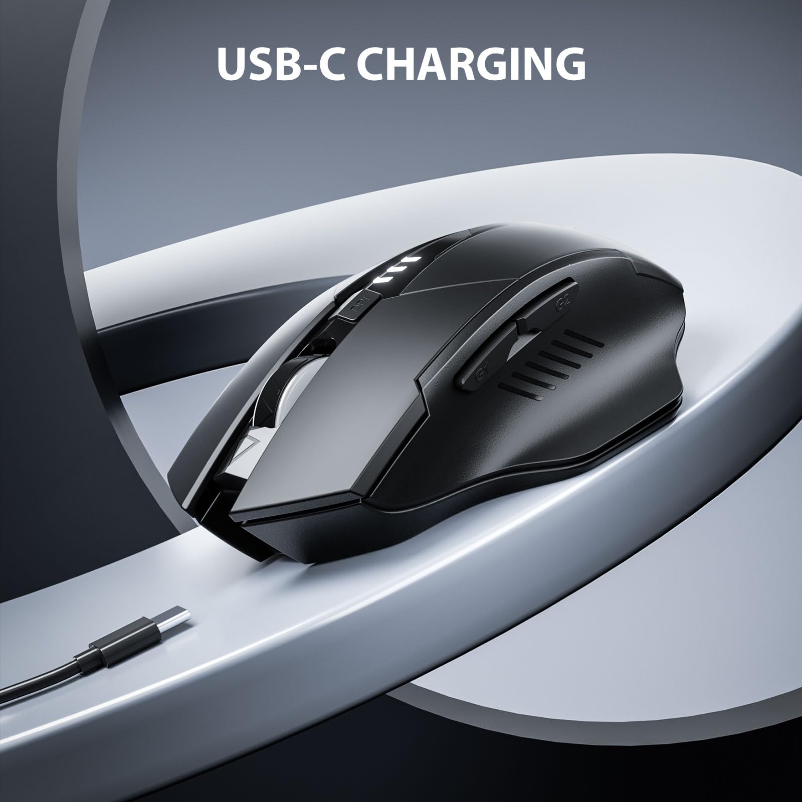 INPHIC Multi-Device Bluetooth Mouse, Upgraded Visible Battery, 2400 DPI, Silent Ergonomic Computer Wireless Mouse for Laptop, Mac, PC etc. - Image 6