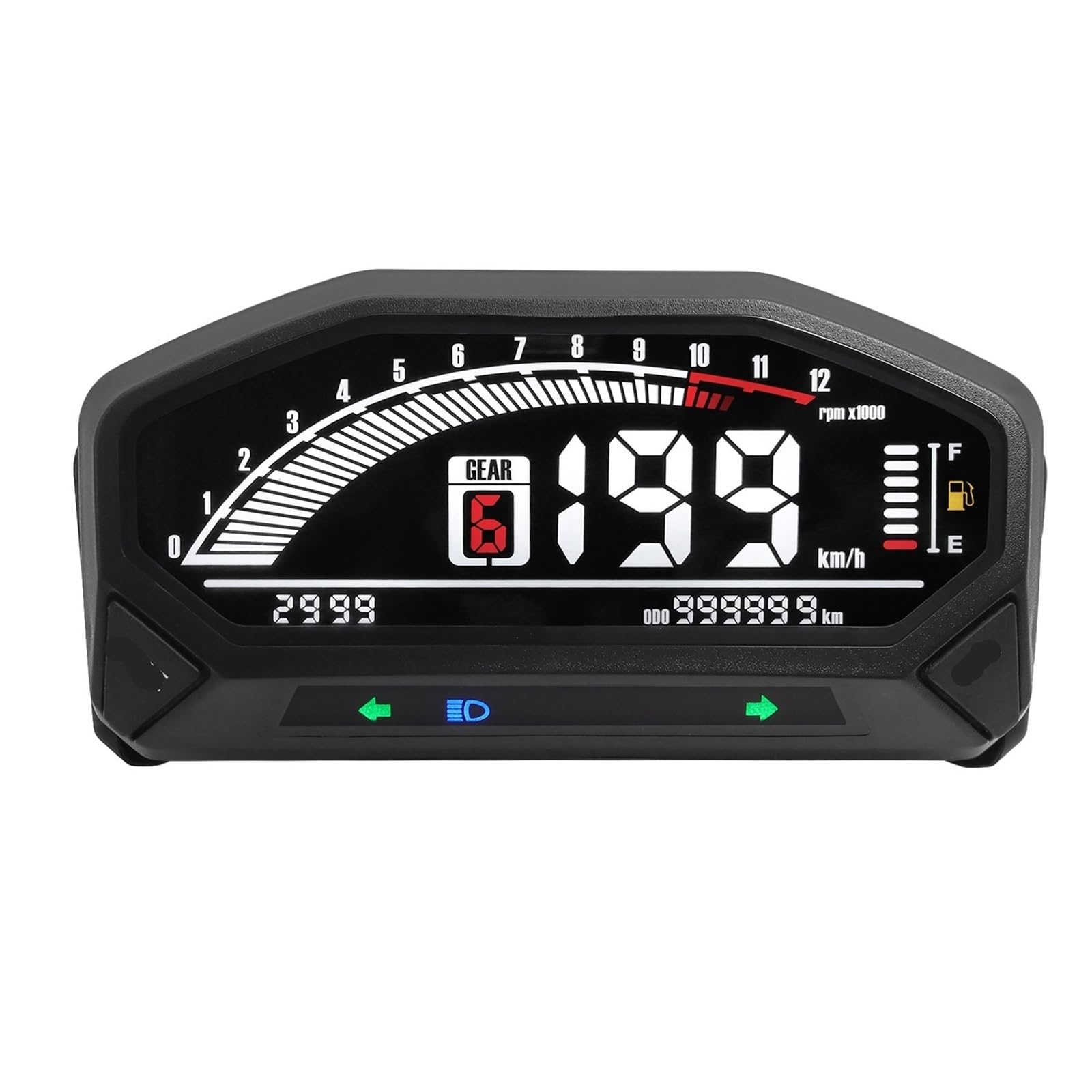 Tachimetro Moto Tachimetro digitale universale per moto Contagiri Contachilometri 12V Indicatore LED velocità strumento