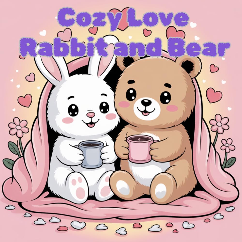 Cozy Love Animals Coloring Book: Cute Bunny & Bear Hygge Moments for Relaxation: Adorable Kawaii Scenes of Cozy Couples for Stress Relief, Mindfulness & Fun