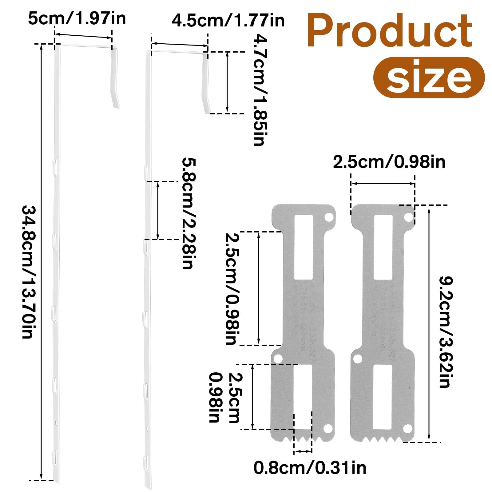 2Pcs Over The Door Mirror Hanger, Adjustable White Iron Mirror Hooks - No Tools Needed with Protective Lining, Capacity for Home Bathroom Bedroom Hanging Ornament 1