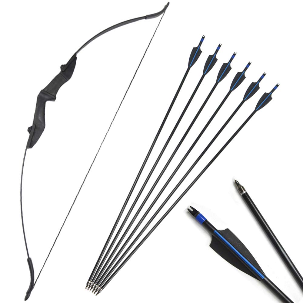 Ensemble Arc et flèche Classique pour Le tir à l'arc Chasse à l'arc Long 30lbs 35lbs 40lbs Arc d'entraînement au Takedown avec des flèches en Fibre de Verre