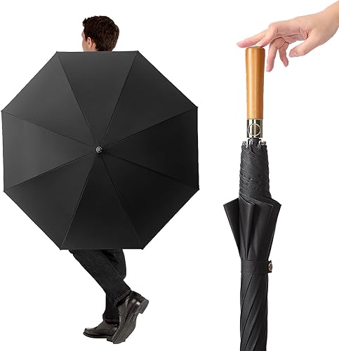 Miniatura 5 de NINJAFOX Paraguas de golf  Paraguas de mango largo recto  Paraguas de lluvia de gran tamaño  Paraguas doble resistente al viento impermeable con