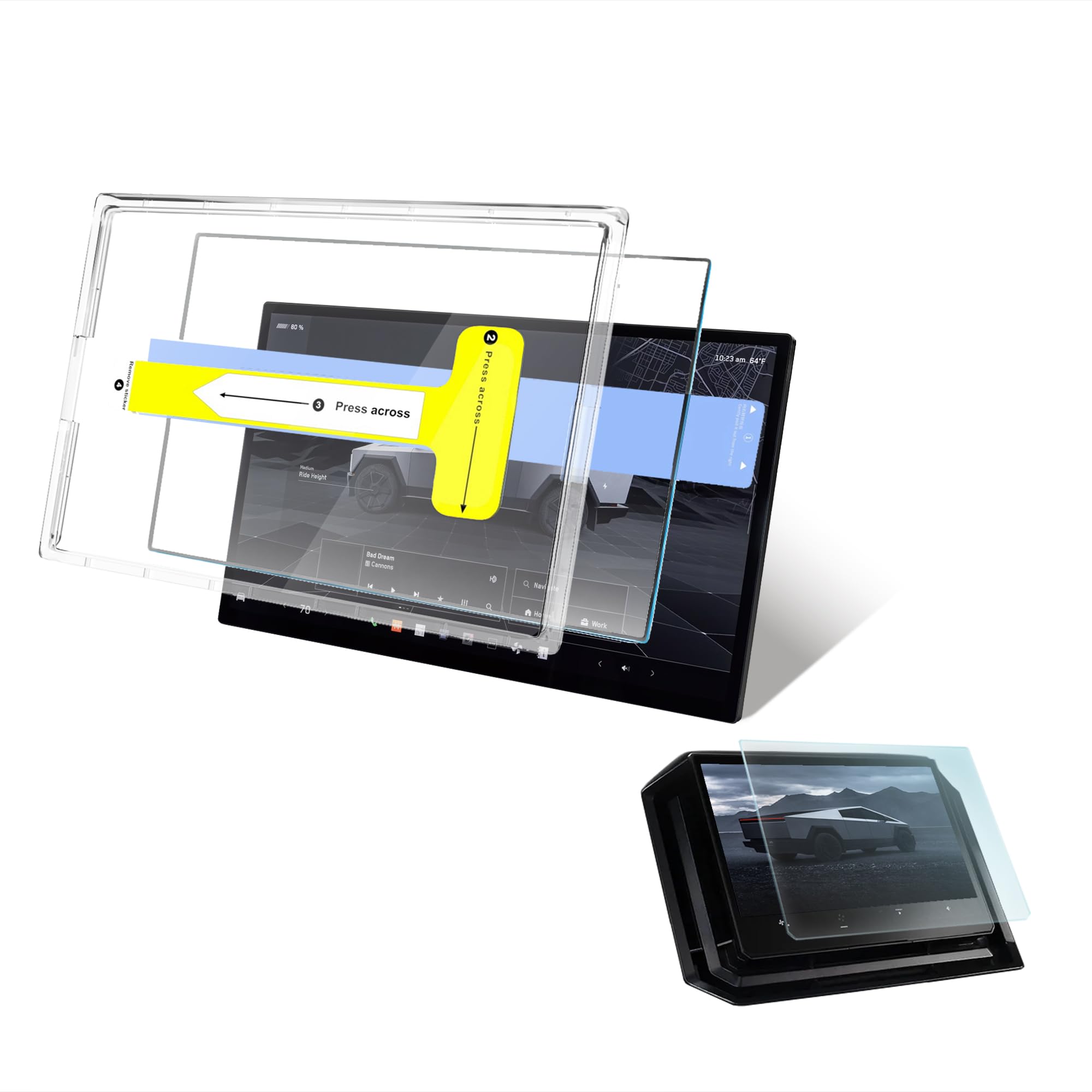 Screen Defender for Tesla Cybertruck Anti-glare Auto Alignment Kit Front Screen Rear Backsheat Tempered Glass Screen Protector 9H